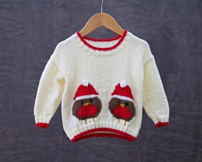 Christmas Robins Jumper (13) to fit from birth to 3 years old