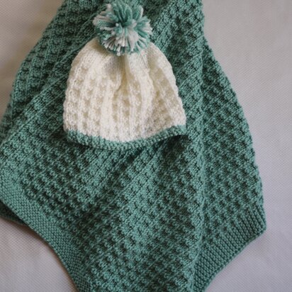 Seafoam Textured Baby Hat Blanket.