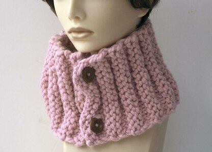 Buttoned Ribbed Cowl