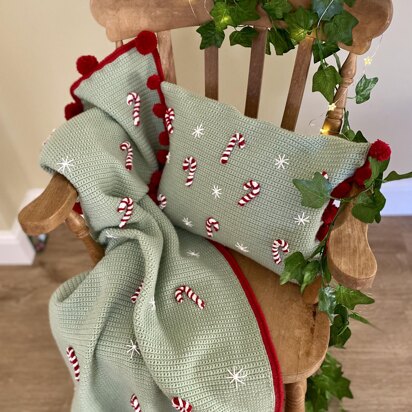 Candy Cane Christmas blanket and matching cushion