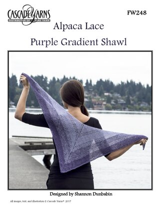 Purple Gradient Shawl in Cascade Alpaca Lace - FW248 - Downloadable PDF