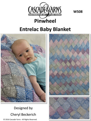 Entrelac Baby Blanket in Cascade Pinwheel - W508 - Downloadable PDF