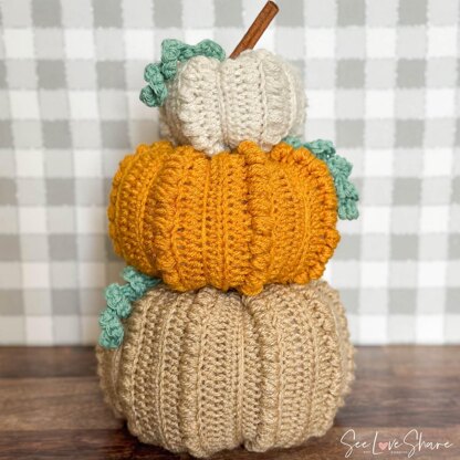 Farmhouse-Chic Stackable Crochet Pumpkins