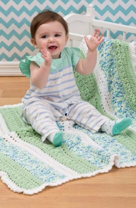 Textured Stripes Baby Blanket in Red Heart Soft Baby Steps Solids - LW3617