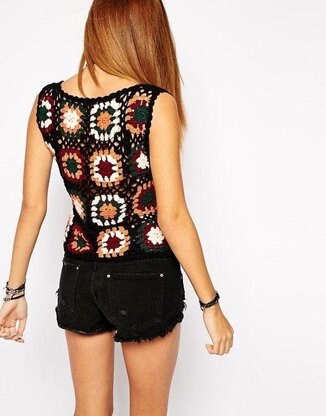 Crochet Patchwork Tank TOP Cover Up.