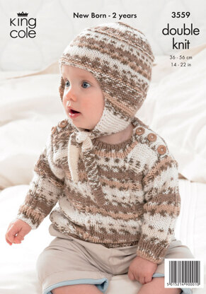 Dress, Sweater, Hat in King Cole Comfort Baby DK & Comfort Prints DK - 3559