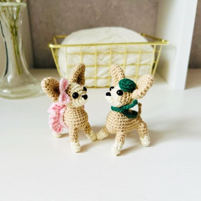 Crochet dog pattern, amigurumi doll, small doll, Chihuahua dog