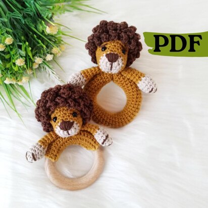 Lion baby rattle crochet pattern