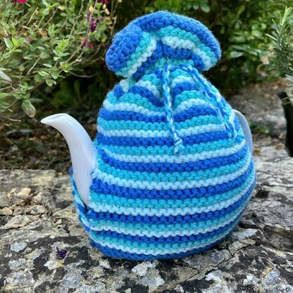 Ocean Blue 4 Cup Teapot Cosy Knitting Pattern