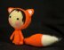 Orange Fox Doll with removable tail. Crochet Tanoshi series toy.