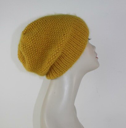 Fluffy Moss Stitch Slouch Hat