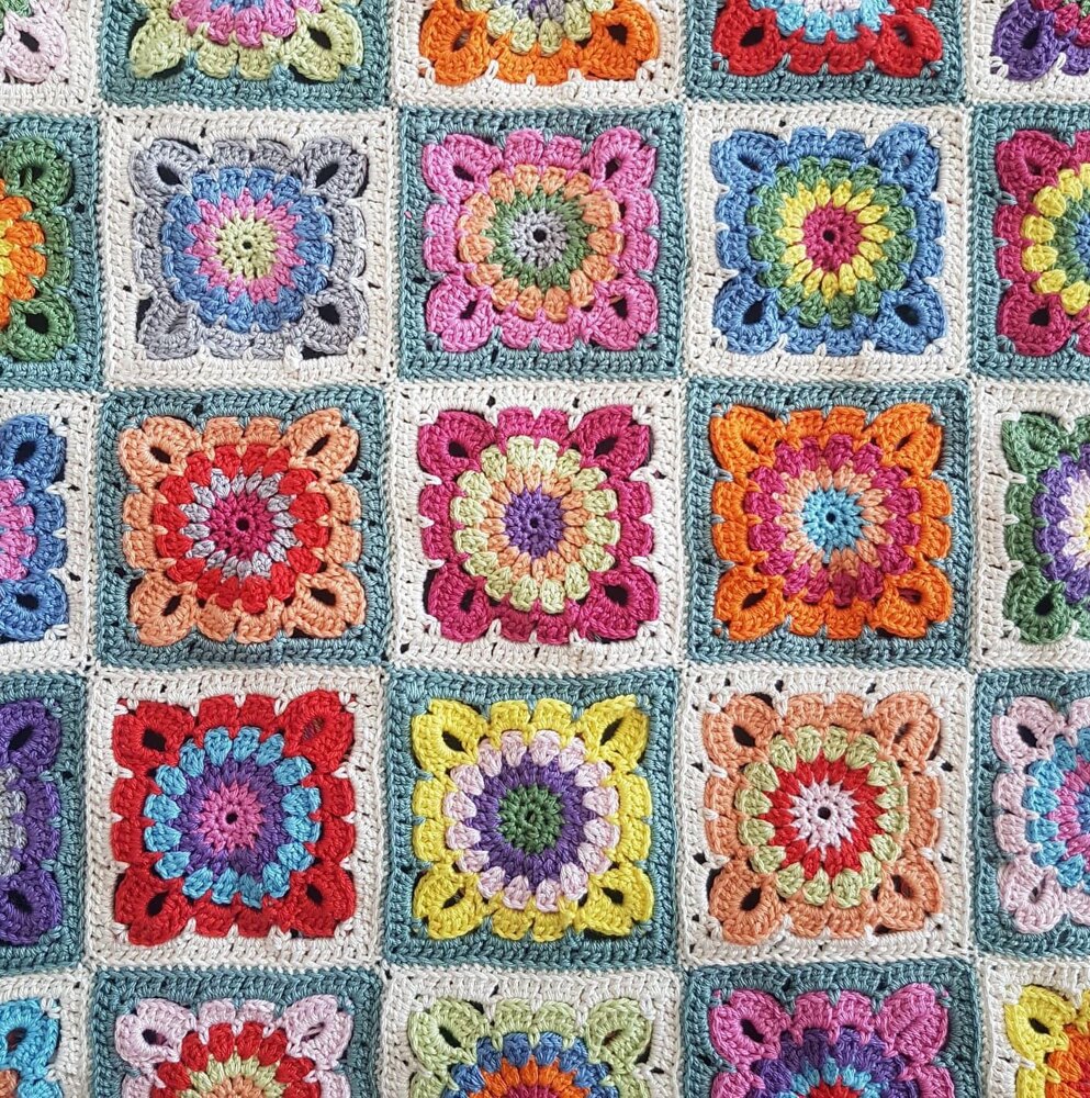 Crocheted Granny Square Needle Book Fall Flower  Granny square crochet,  Granny square, Crochet granny