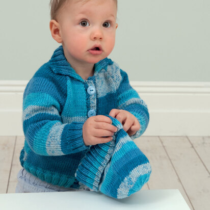 Baby Cardigan with Collar or Hood & Hat in Rico Baby So Soft Print DK - 218 - Downloadable PDF