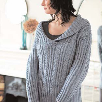 "Rachel Sweater" - Sweater Knitting Pattern For Women in Debbie Bliss Cashmerino Aran - CMC08