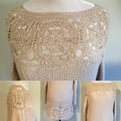 Lace Motif Tunic Sweater