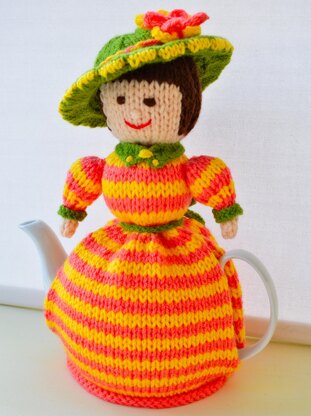 Edwardian Lady 4 Cup Teapot Cosy Knitting Pattern - Novelty Teapot Cosy Knitting Pattern