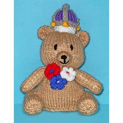 Royal King Bear orange cover /15cm Coronation toy - knitting pattern