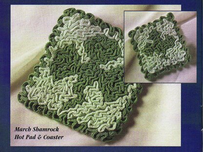 Wiggly Shamrock Hot Pad and Coaster