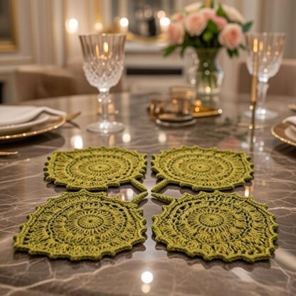 Boho Crochet Leaf Coaster Pattern – PDF & Video Tutorial, Leaf Placemat, Crochet Table Decor