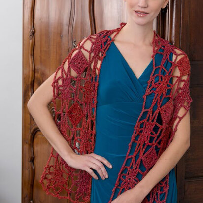 Krysia Flower and Diamond Wrap in Red Heart Boutique Midnight - LW4080 - Downloadable PDF