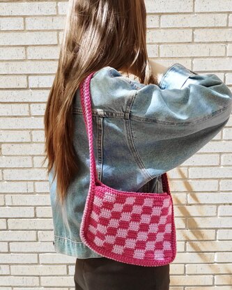 Checkered Baguette Bag