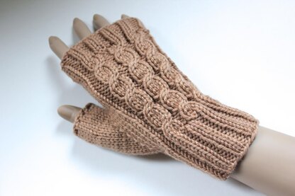 Amberley Fingerless Gloves - knitted in the round