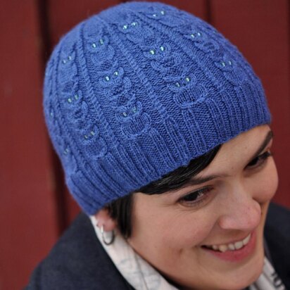 Long-Eared Owlet Cable Hat - knitting pattern