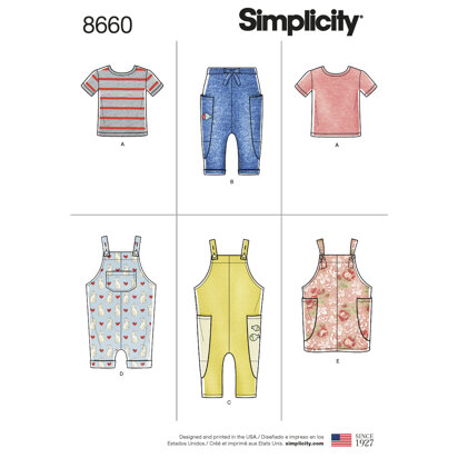 Simplicity 8660 ToddlersKnit Top, Trousers, Jumper and Overalls - Paper Pattern, Size A (1/2-1-2-3-4)