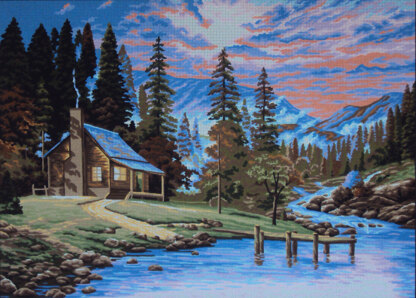 Gobelin-L Cabin by a Stream Tapestry Canvas - 70cm x 50cm