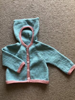 Hooded Baby Cardigan in Novita Baby Wool  - 34 - Downloadable PDF