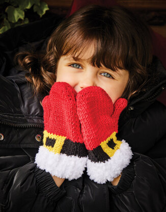 Kids Santa Mittens in Sirdar Snuggly Snowflake Chunky 50g - 2609 - Downloadable PDF