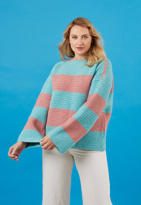 Show Stripes Sweater - Free Crochet Pattern for Women in Paintbox Yarns 100% Wool Chunky Superwash by Paintbox Yarns