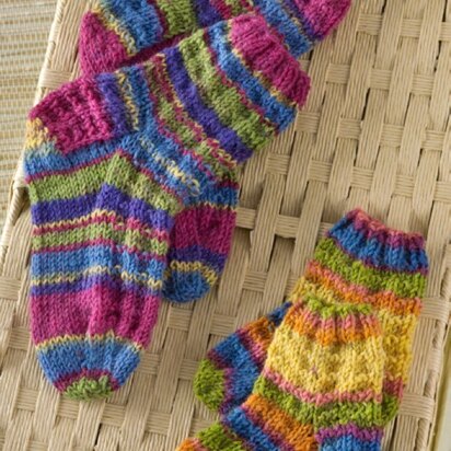 Colorful Knit Kids' Socks in Red Heart Heart & Sole - WR1862 - knitting pattern