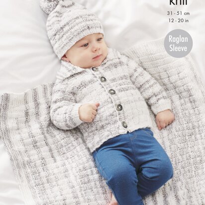 Blanket, Sweater, Jackets and Hat Knitted in King Cole DK - 5704 - Downloadable PDF