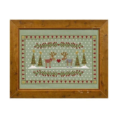 Historical Sampler Company Reindeers In Love - Downloadable PDF