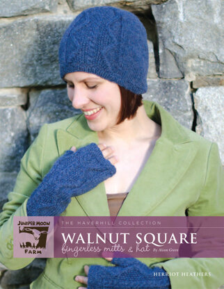 Walnut Square Fingerless Mitts & Hat in Juniper Moon Farm Herriot