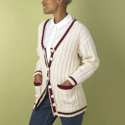 Championship Cardigan - Free Cardigan Knitting Pattern For Women in Paintbox Yarns Wool Mix Aran