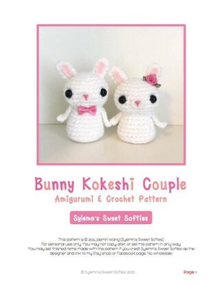 Bunny Kokeshi Couple Doll