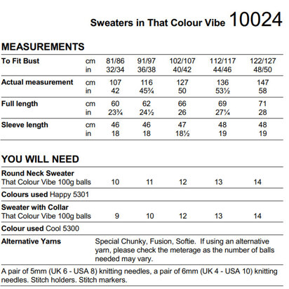 Sweaters in Stylecraft That Colour Vibe - 10024 - Downloadable PDF