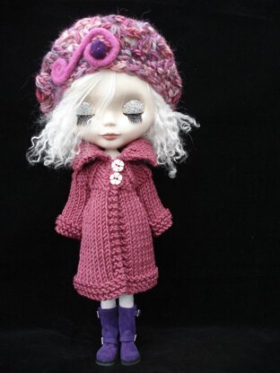 Slouchy roll neck cardigan coat for Blythe