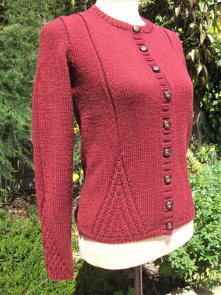 Elegant Cardigan with Triangular Ribby Panels