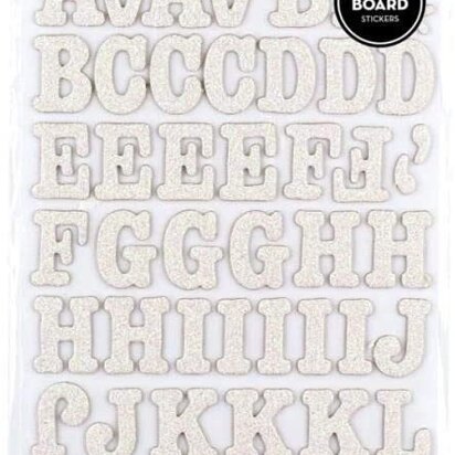 American Crafts Thickers Roller Rink Alphabet Chipboard White Glitter (141 Piece)