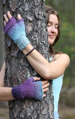 In Bloom fingerless mittens