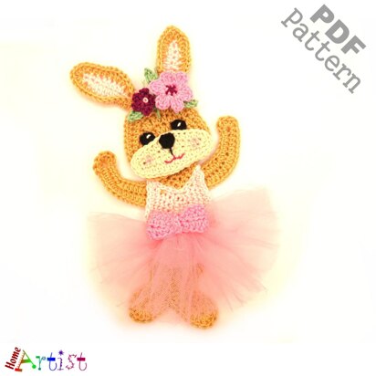 Ballet bunny crochet applique pattern
