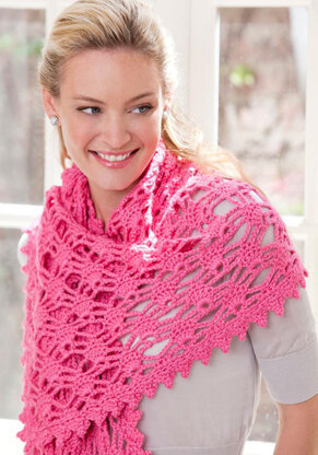 Simply Irresistible Shawl in Red Heart with Love - LW2678 - Downloadable PDF