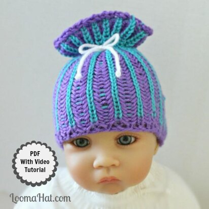 Loom Knit Patterns Baby Hat Brioche Stitch Paper Bag  by Loomahat