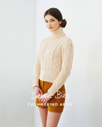 "Classic Cable Sweater" - Sweater Knitting Pattern For Women in Debbie Bliss Cashmerino Aran - DB028