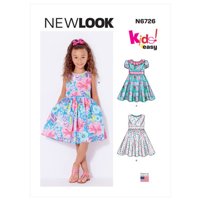 New Look Toddlers' and Children's Dresses N6726 - Paper Pattern, Size A (1/2-1-2-3-4-5-6-7-8)