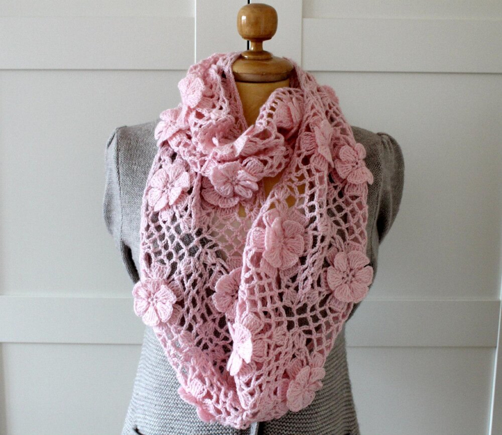 Floral Whisper Scarf Crochet pattern by Lilia Vanini LoveCrafts - Main Image
