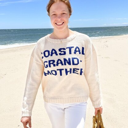 Coastal Grandmother Sweater in Lion Brand 24/7 Cotton - M22140 TC - Downloadable PDF